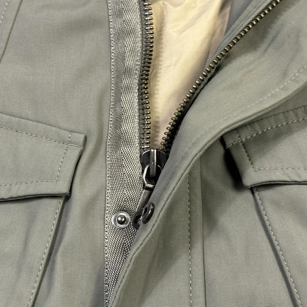 Banana‎ Republic Military Jacket Mens Medium Green Lined Full Zip Pockets Canvas